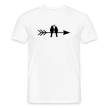 Bird Birds Heart Couple on Arrow Gift Love - Men's T-Shirt - white - Front - AI Model Male 178 dark (178cm)