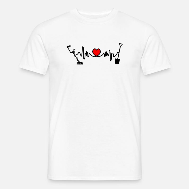 Metalldetektor-Logo mit Herzfrequenz - Männer T-Shirt - Weiß