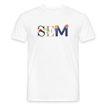 Nom SEM décoré de fleurs - T-shirt homme - blanc - Devant - AI Model Male 178 dark (178cm)