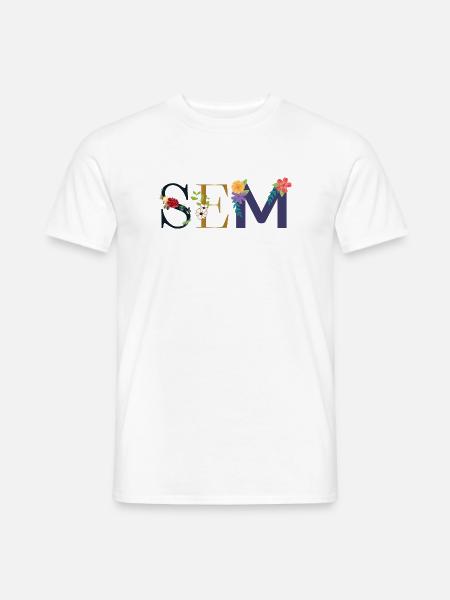 SEM Name mit Blumen geschmückt - Männer T-Shirt - Weiß