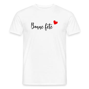 BONNE FÊTE. COEUR. BONNE FÊTE MAMAN. MAMAN - T-shirt homme - blanc - Devant - AI Model Male 178 dark (178cm)