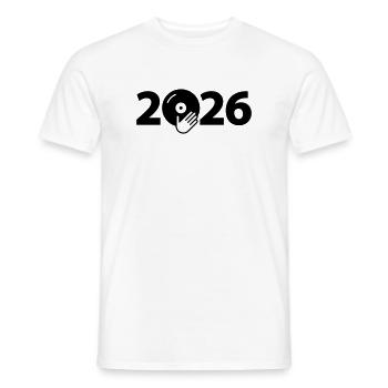 Fête de disques vinyles DJ de musique 2026 - T-shirt homme - blanc - Devant - AI Model Male 178 dark (178cm)