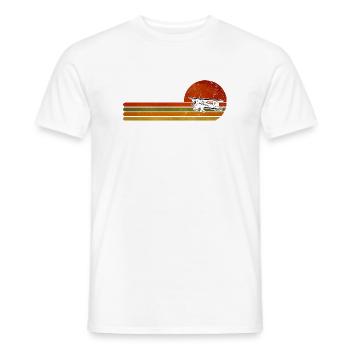 Bandes de coucher de soleil rétro d’avion - T-shirt homme - blanc - Devant - AI Model Male 178 dark (178cm)