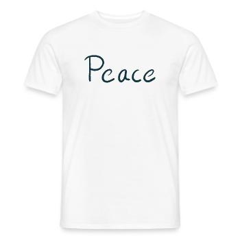 Conception de la chemise en police Peace Brush - T-shirt homme - blanc - Devant - AI Model Male 178 dark (178cm)