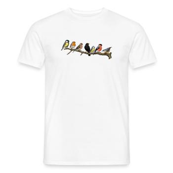Heimische Singvögel auf Ast - Männer T-Shirt - Weiß - Vorne - AI Model Male 178 dark (178cm)