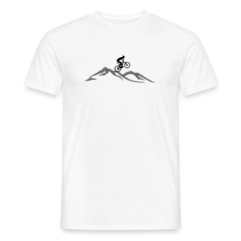 Cycling Mountain Bike Cycling Mountains - Men's T-Shirt - white - Front - AI Model Male 178 dark (178cm)
