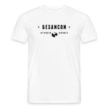 Besancon France Coordonnées Gps Globe - T-shirt homme - blanc - Devant - AI Model Male 178 dark (178cm)