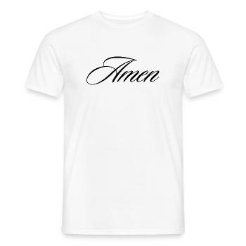 Amen Cursive Calligraphy Faith Quote Design - Men's T-Shirt - white - Front - AI Model Male 178 dark (178cm)