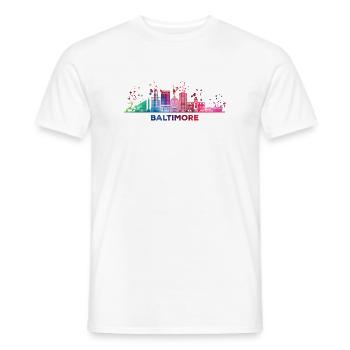 Baltimorean Watercolor Skyline Baltimore - Men's T-Shirt - white - Front - AI Model Male 178 dark (178cm)