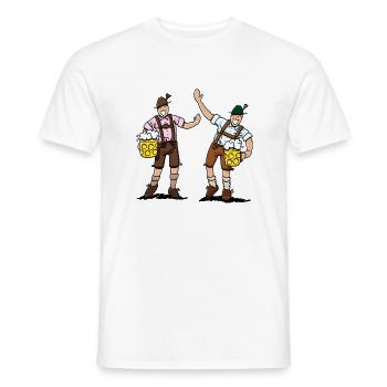 Lederhosen Männer mit Bier Maßkrug - Männer T-Shirt - Weiß - Vorne - AI Model Male 178 dark (178cm)