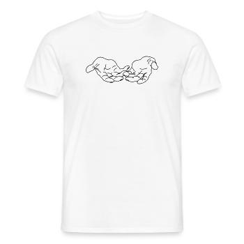 Giving hands - Men's T-Shirt - white - Front - AI Model Male 178 dark (178cm)