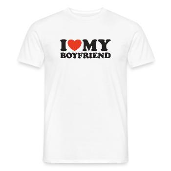 J’aime ma chemise coeur de petit ami - T-shirt homme - blanc - Devant - AI Model Male 178 dark (178cm)