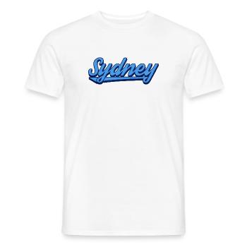 Sydney Ocean Script Logo - Männer T-Shirt - Weiß - Vorne - AI Model Male 178 dark (178cm)