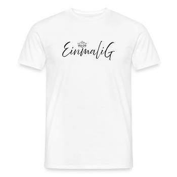 EINMALIG - schwarzer Schriftzug mit Lotus  - Männer T-Shirt - Weiß - Vorne - AI Model Male 178 dark (178cm)