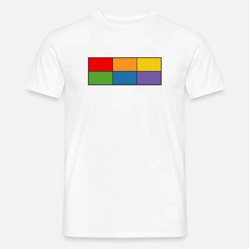 LGBT_Regenbogen_Farbblock-Raster  - Männer T-Shirt - Weiß