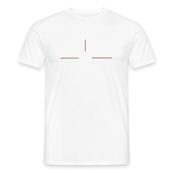 Graphique minimaliste à la ligne rouge - T-shirt homme - blanc - Devant - AI Model Male 178 dark (178cm)