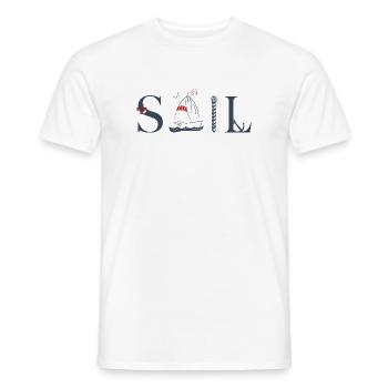 SAIL – Maritimes Typografie Design - Männer T-Shirt - Weiß - Vorne - AI Model Male 178 dark (178cm)