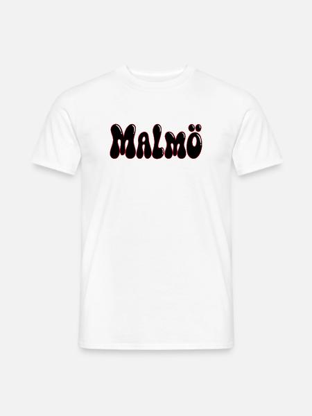 MALMO Glänzendes Schwarzrot - Männer T-Shirt - Weiß