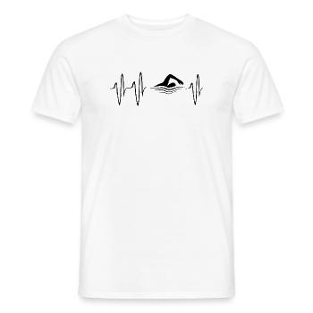 natation battement de cœur nageur pouls ecg eau du lac - T-shirt homme - blanc - Devant - AI Model Male 178 dark (178cm)