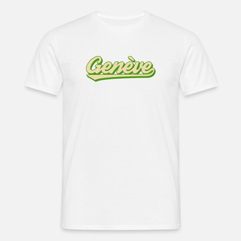 Genève Retro Script Lime - Men's T-Shirt - white