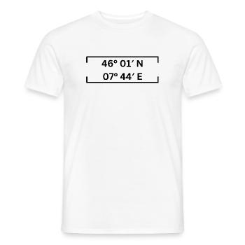 Coordonnées Zermatt Minimaliste - T-shirt homme - blanc - Devant - AI Model Male 178 dark (178cm)