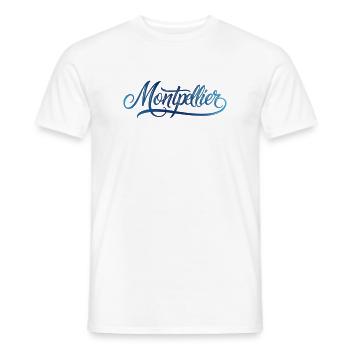 Abstract Montpellier color play on streetwear - Men's T-Shirt - white - Front - AI Model Male 178 dark (178cm)