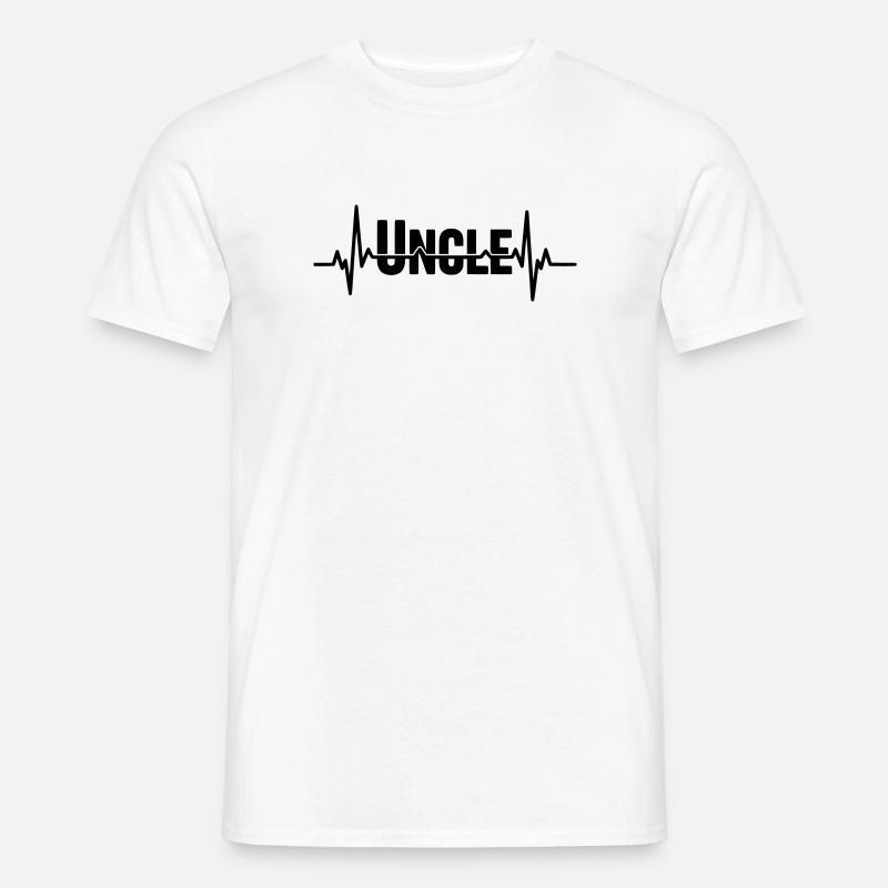 Uncle Schriftzug mit Herzschlag - Männer T-Shirt - Weiß