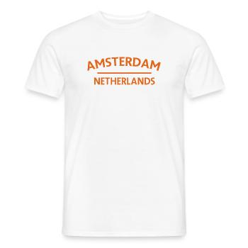 Amsterdam – Netherlands Textdesign - Men's T-Shirt - white - Front - AI Model Male 178 dark (178cm)