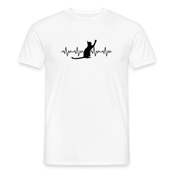 Katze EKG Herzfrequenz Herzschlag - Männer T-Shirt - Weiß - Vorne - AI Model Male 178 dark (178cm)