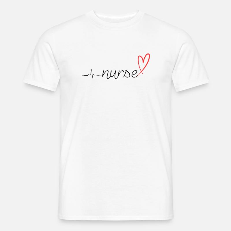 Nurse Heartbeat EKG Stethoscope Script Design - Männer T-Shirt - Weiß