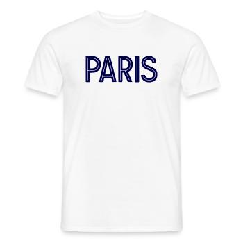 Paris Midnight Blue Geometric Typography - Men's T-Shirt - white - Front - AI Model Male 178 dark (178cm)