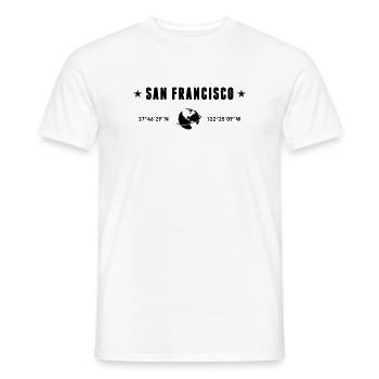 San Francisco Coordinates Planet Earth - Men's T-Shirt - white - Front - AI Model Male 178 dark (178cm)