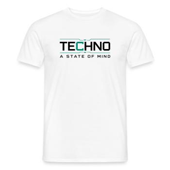 Techno - A State of Mind - Men's T-Shirt - white - Front - AI Model Male 178 dark (178cm)