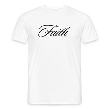 Faith Cursive Calligraphy Script Typography Graphi - Men's T-Shirt - white - Front - AI Model Male 178 dark (178cm)