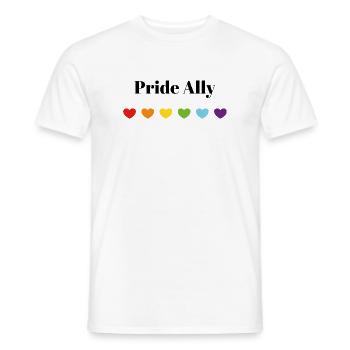 Rainbow Hearts Safe Space Pride Ally - Men's T-Shirt - white - Front - AI Model Male 178 dark (178cm)