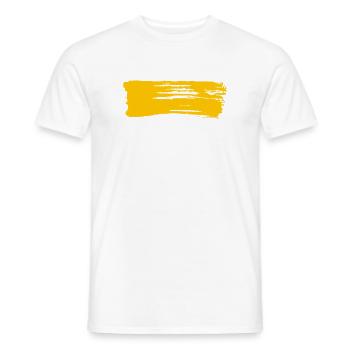Gelber Streifen / Pinselstrich - Rechteck Balken - Männer T-Shirt - Weiß - Vorne - AI Model Male 178 dark (178cm)