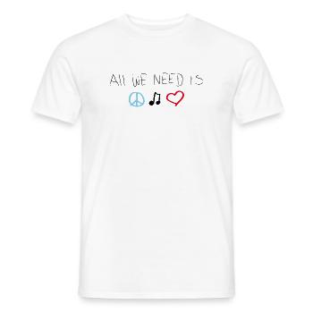 amour,musique,paix - T-shirt homme - blanc - Devant - AI Model Male 178 dark (178cm)