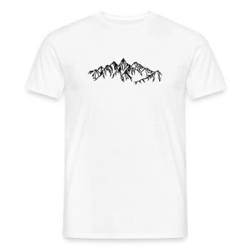 Mountains Black silhouettes in the fog - Men's T-Shirt - white - Front - AI Model Male 178 dark (178cm)