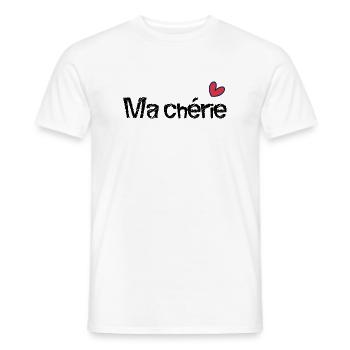 MA CHERIE. FÊTE DES MÈRES. BONNE FÊTE MAMAN. MAMAN - T-shirt homme - blanc - Devant - AI Model Male 178 dark (178cm)