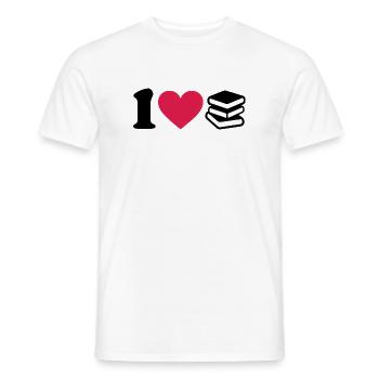 Minimalist I Love Books - Men's T-Shirt - white - Front - AI Model Male 178 dark (178cm)