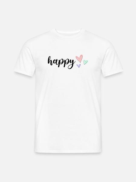 Happy vibes, motif de cœur ludique sur pastel - T-shirt homme - blanc