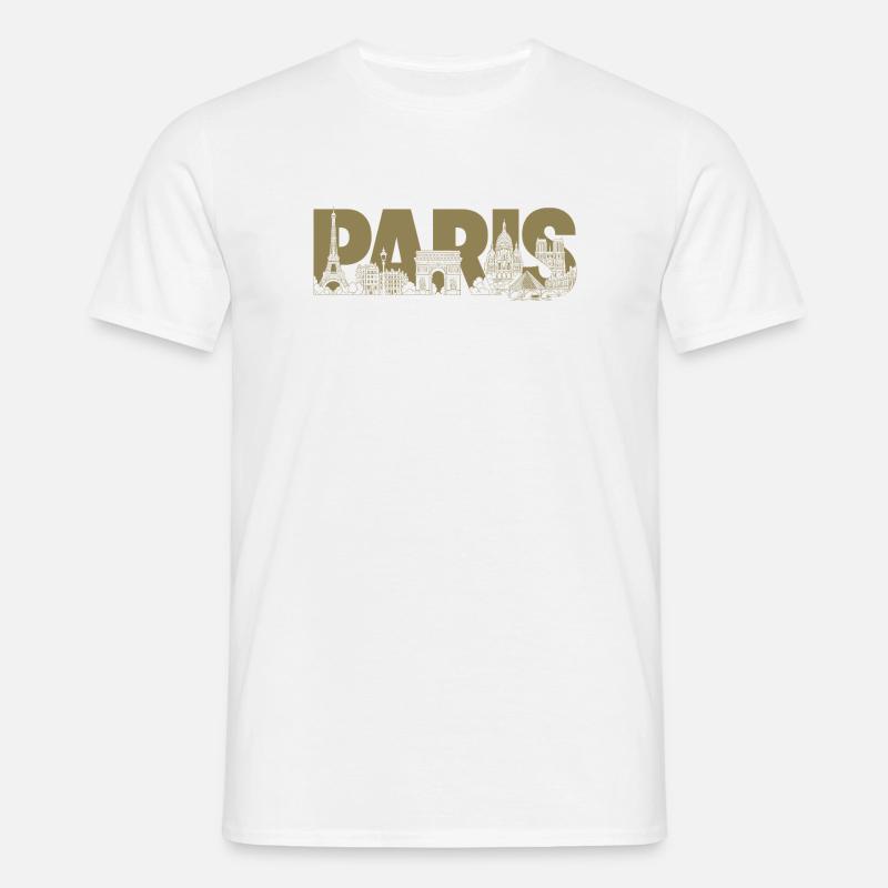 Paris Frankreich Eiffelturm Triumphbogen  - Männer T-Shirt - Weiß