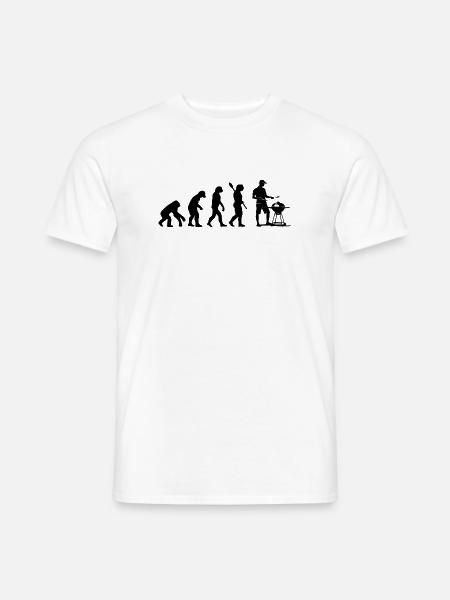 Lustiger menschlicher Evolution Grillmeister BBQ-Liebhaber - Männer T-Shirt - Weiß