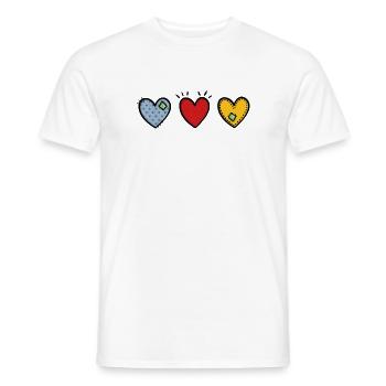 Bunte Herzen hoch 3 - Liebe, Vielfalt, Familie - Männer T-Shirt - Weiß - Vorne - AI Model Male 178 dark (178cm)