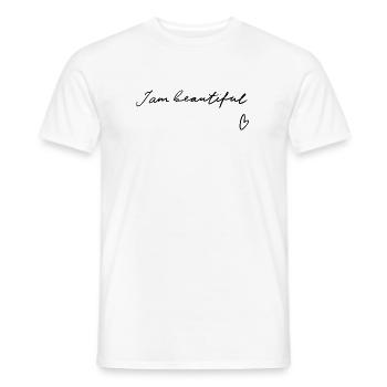 Je suis belle - Lettrage à la main - T-shirt homme - blanc - Devant - AI Model Male 178 dark (178cm)