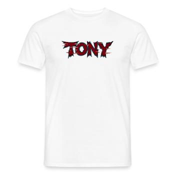 Tony Serrated Neon Logo - Men's T-Shirt - white - Front - AI Model Male 178 dark (178cm)
