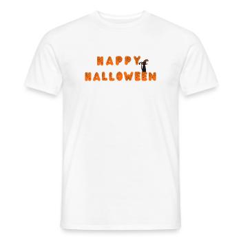 Happy Halloween Spinnennetz Schrift - Männer T-Shirt - Weiß - Vorne - AI Model Male 178 dark (178cm)