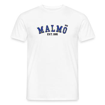 Malmö Est. 1995 - Men's T-Shirt - white - Front - AI Model Male 178 dark (178cm)