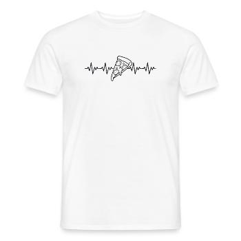 Pizza Slice Pizza Maker Pizza ECG Heartbeat - Men's T-Shirt - white - Front - AI Model Male 178 dark (178cm)