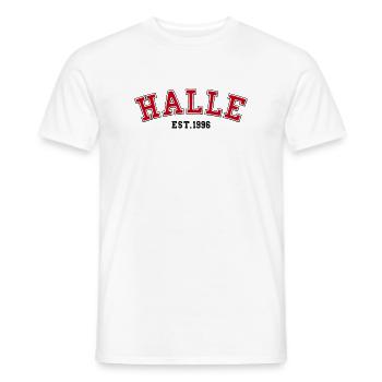 Halle Est. 1996 - Men's T-Shirt - white - Front - AI Model Male 178 dark (178cm)